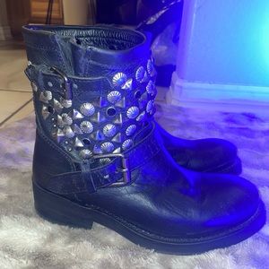 ASH Women’s Studded Buker Moto Ankle Boot Leather Size 37.5 / 6.5